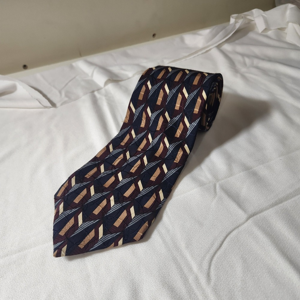 J.G. Hook Multicolor Geometric Mens 100% Silk‎ Tie Size 58x3.75 Inches
